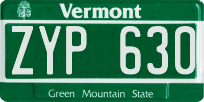 VT license plate ZYP630