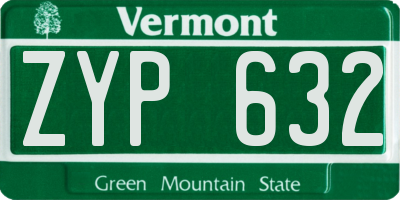 VT license plate ZYP632