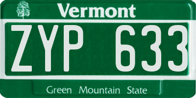 VT license plate ZYP633