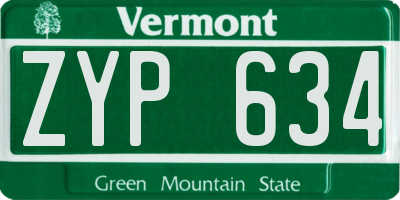 VT license plate ZYP634