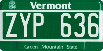 VT license plate ZYP636
