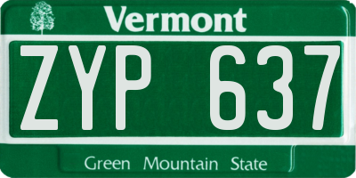 VT license plate ZYP637