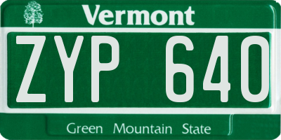 VT license plate ZYP640