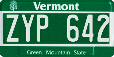 VT license plate ZYP642