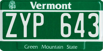 VT license plate ZYP643