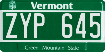 VT license plate ZYP645