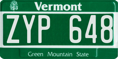 VT license plate ZYP648