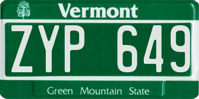 VT license plate ZYP649