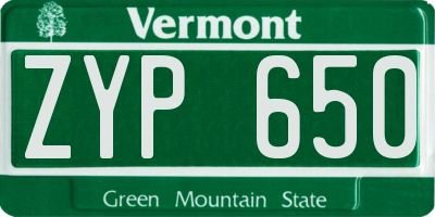 VT license plate ZYP650