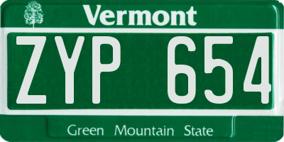 VT license plate ZYP654