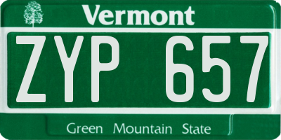 VT license plate ZYP657