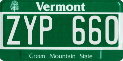 VT license plate ZYP660
