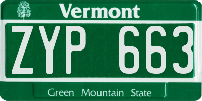 VT license plate ZYP663