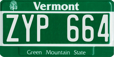 VT license plate ZYP664