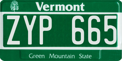 VT license plate ZYP665