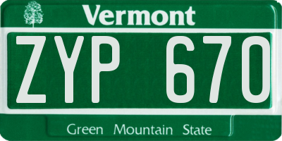 VT license plate ZYP670