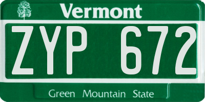 VT license plate ZYP672