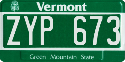 VT license plate ZYP673