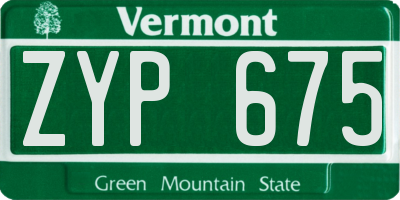 VT license plate ZYP675