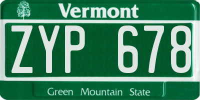 VT license plate ZYP678