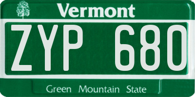 VT license plate ZYP680