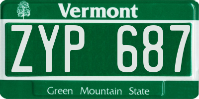 VT license plate ZYP687
