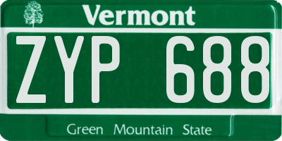 VT license plate ZYP688