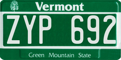 VT license plate ZYP692