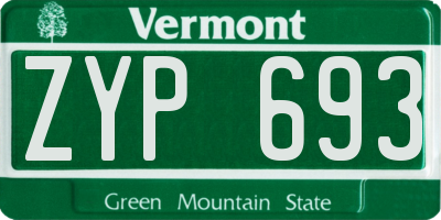 VT license plate ZYP693