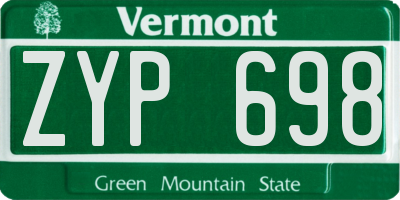 VT license plate ZYP698