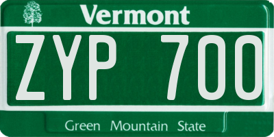 VT license plate ZYP700
