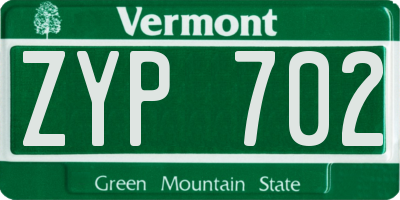 VT license plate ZYP702