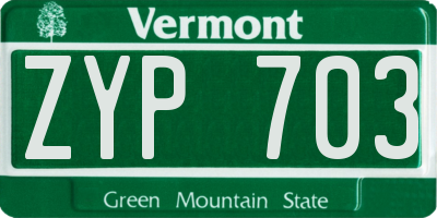 VT license plate ZYP703