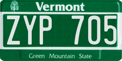 VT license plate ZYP705