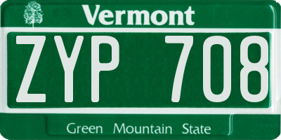 VT license plate ZYP708