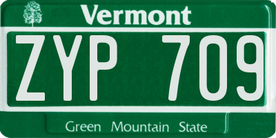 VT license plate ZYP709