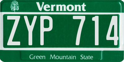 VT license plate ZYP714