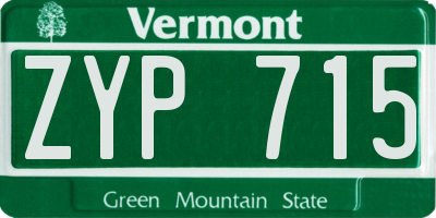VT license plate ZYP715