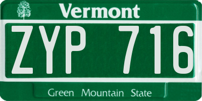 VT license plate ZYP716
