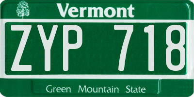VT license plate ZYP718