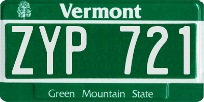 VT license plate ZYP721