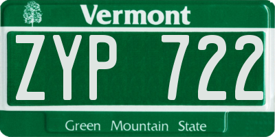 VT license plate ZYP722