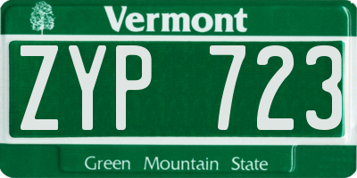 VT license plate ZYP723