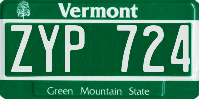 VT license plate ZYP724
