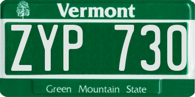VT license plate ZYP730