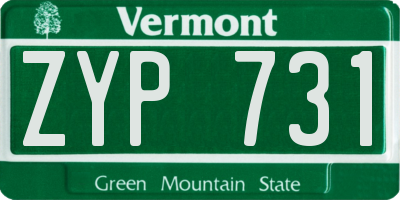 VT license plate ZYP731