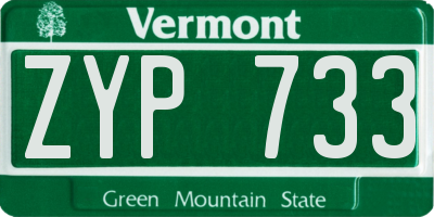 VT license plate ZYP733
