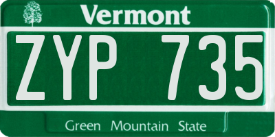 VT license plate ZYP735