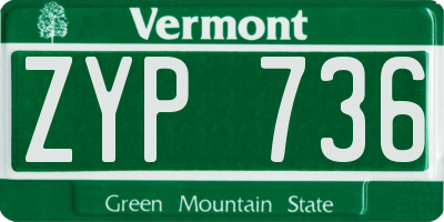 VT license plate ZYP736