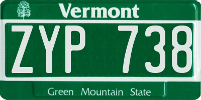 VT license plate ZYP738